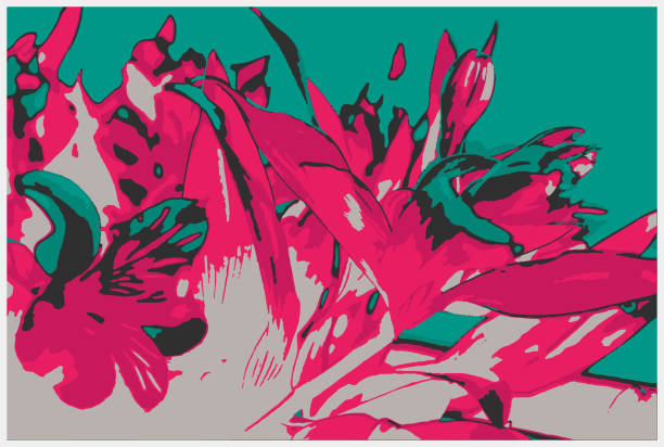 red blue leaf floral illustration background vector art illustration