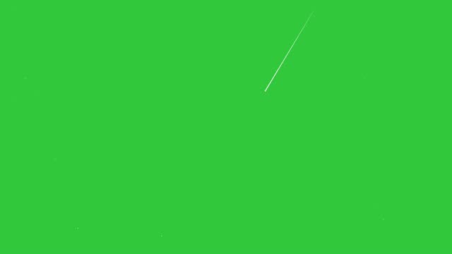 Falling star motion graphics with green screen background. Trails of fire and smoke on chroma key.