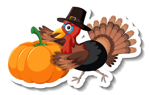 Isolated turkey sticker on white background Isolated turkey sticker on white background illustration thanksgiving live wallpaper stock illustrations