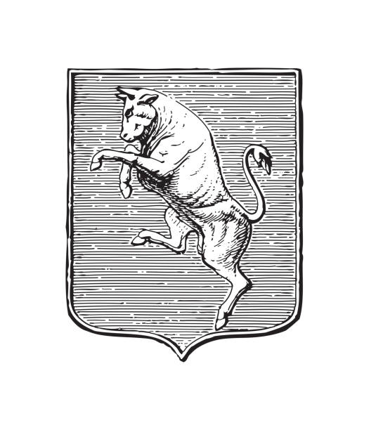 ilustrações, clipart, desenhos animados e ícones de turim brasão de armas (cidade na itália) - ilustração vintage gravada - coat of arms illustrations