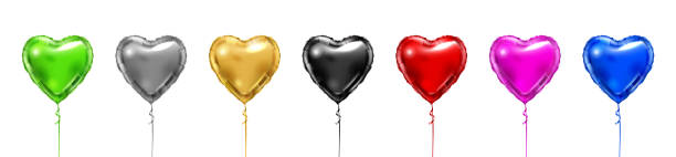 herzfolienballons - heart balloon stock-grafiken, -clipart, -cartoons und -symbole