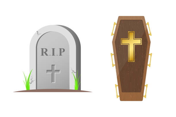 ilustrações, clipart, desenhos animados e ícones de ilustração do conjunto de túmulos e caixões - stone coffin