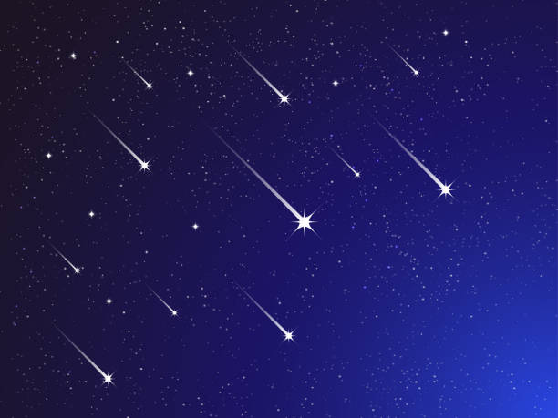 Shooting stars, light of falling of a meteorite in the galaxy. Vector illustration cosmos Shooting stars, light of falling of a meteorite in the galaxy. Vector illustration cosmos meteor stock illustrations
