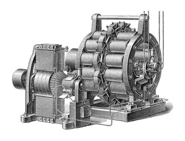 ilustrações de stock, clip art, desenhos animados e ícones de electricity machine (alternating current) - vintage engraved illustration - thomas alva edison museum