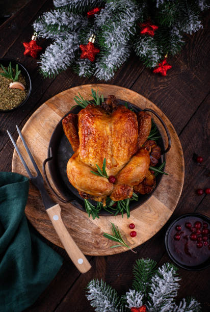 istock Christmas baked chicken for festive dinner. 1363963028