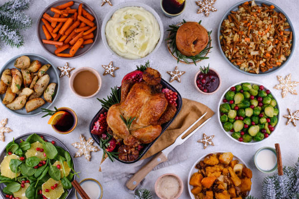 istock Christmas festive dinner with traditional dishes 1363963035