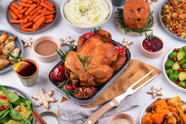 istock Christmas festive dinner with traditional dishes 1363963038
