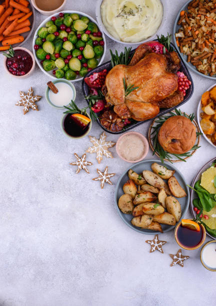istock Christmas festive dinner with traditional dishes 1363963046