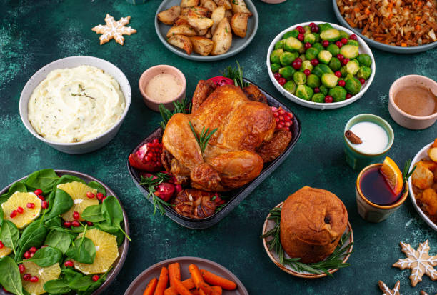 istock Christmas festive dinner with traditional dishes 1363963068