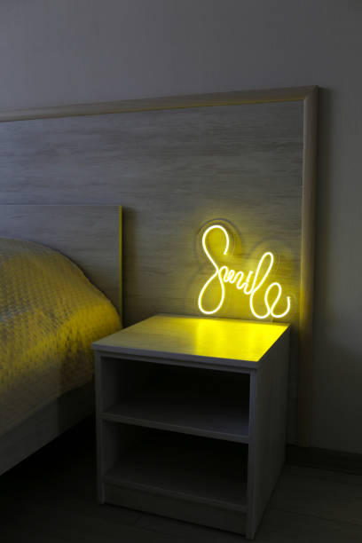 istock Yellow neon sign smile. Trendy style. 1363963821