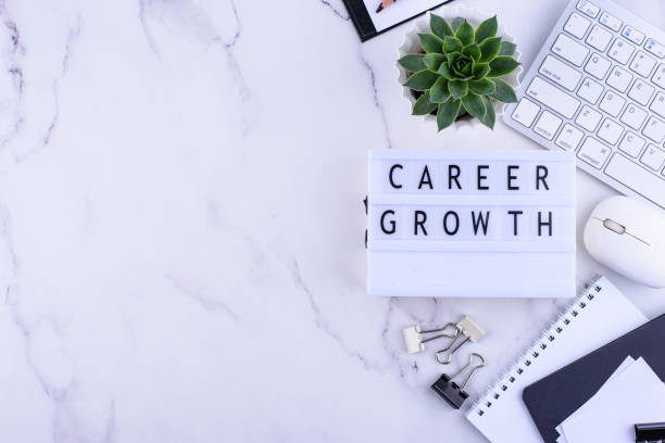 istock Career growth concept with office desk 1363963938