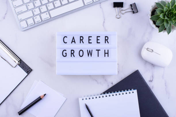 istock Career growth concept with office desk 1363963939