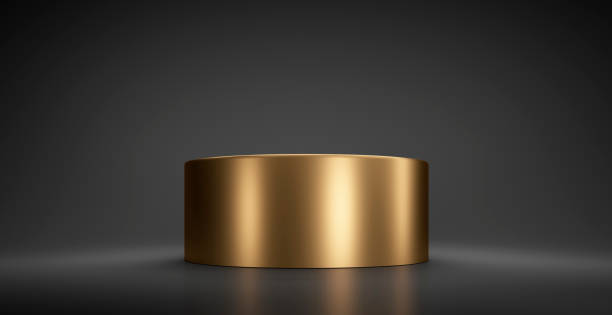 Empty Golden Product Stand, Platform or Podium