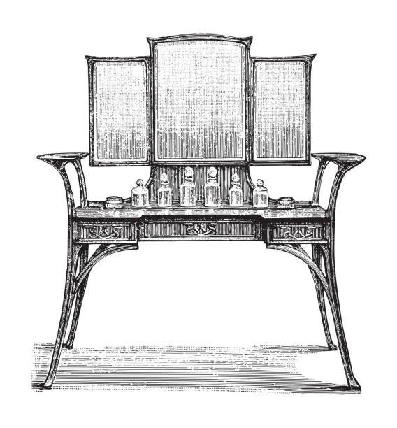 Antique perfume table - vintage engraved illustration illustration from Meyers Konversations-Lexikon 1897 dutch baroque architecture stock illustrations