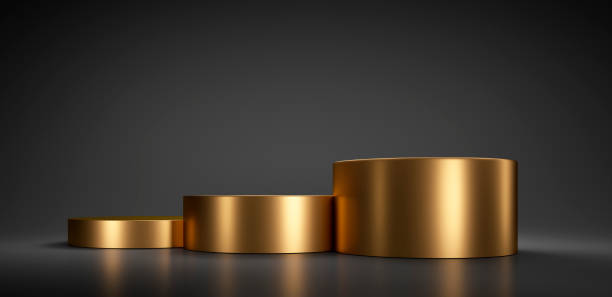 istock Empty Golden Product Stand, Platform or Podium 1363967084