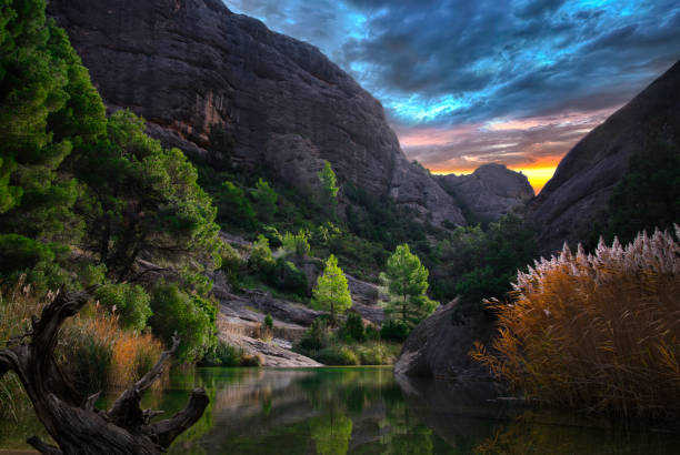 istock Mountain landscape with lake at sunset 1363969520
