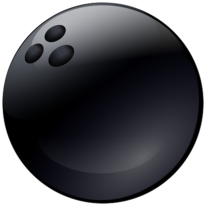 Black Bowling ball on a white background (cutout)