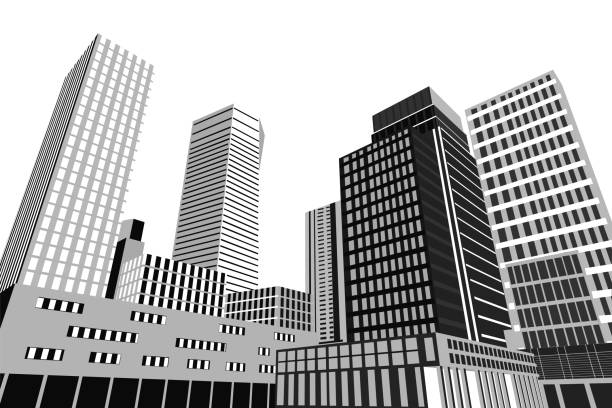 istock City with multi-storey buildings isolated on white background. City in a flat style with skyscrapers in white and gray colors. Perspective view. Vector illustration 1363974289