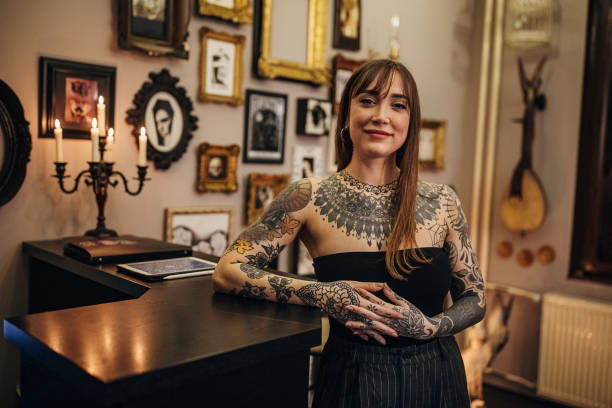 istock Beautiful female tattoo artist 1363974485
