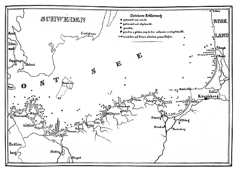 Illustration of a Map of the positions and shipwrecks on the Prussian Baltic coast in the years 1857-1864