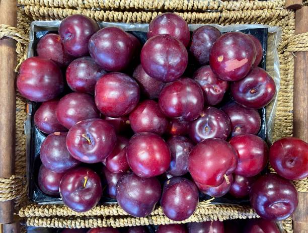 Organic Plums in Basket