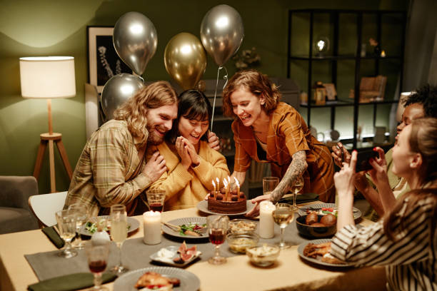 istock Friends celebrating birthday together 1363979853