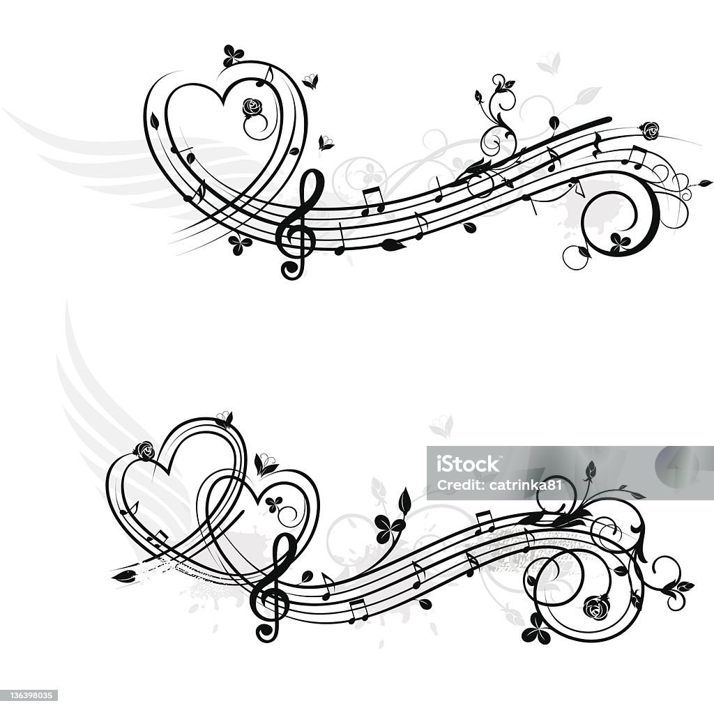 Love theme music design elements Love theme music design elements ,each element is on individual layer.  Musical Note stock vector