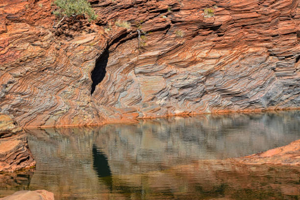 Karijini, Western Australia, 01/07/2021. Karijini national park has marvellous cliffs of red rock and deep ravines with waterholes.