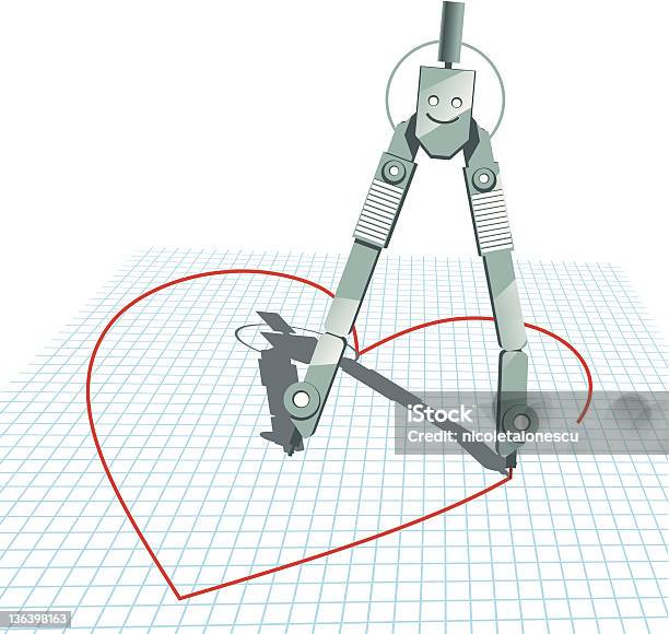 Compasses In Love — стоковая векторная графика и другие изображения на тему Антропоморфный смайлик - Антропоморфный смайлик, Бумага, Векторная графика