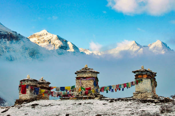 불교도 사리탑 - bhutan himalayas buddhism monastery 뉴스 사진 이미지