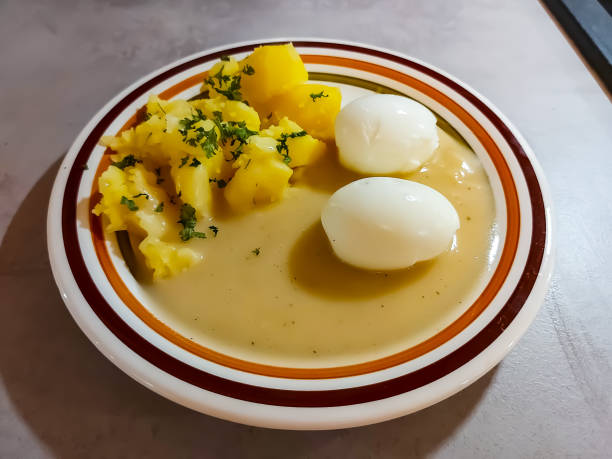 istock Lunch dish, potatoes, sweet and sour sauce and eggs 1363983894