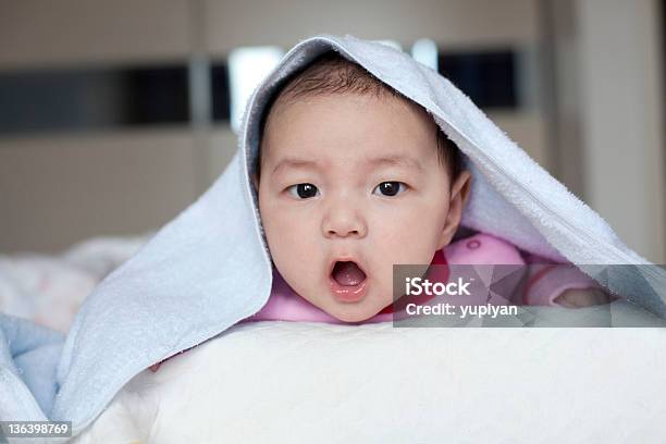 Beautiful Baby Under Blue Blanket Stock Photo - Download Image Now - 0-11 Months, Asia, Asian and Indian Ethnicities