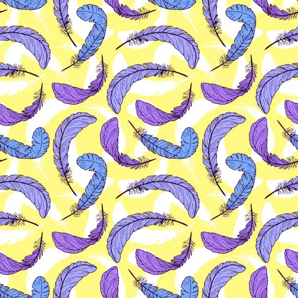 Vector illustration of Feathers seamless pattern. Vector stock illustration eps10.