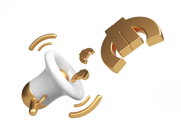 istock Gold-colored Euro symbol and megaphone. 1363990438
