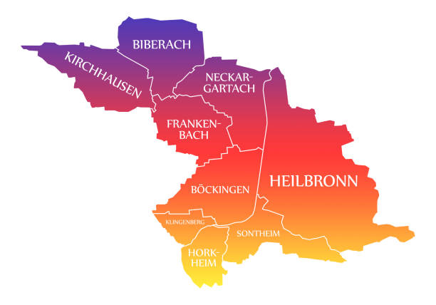 Heilbronn City Map Germany DE labelled rainbow colored illustration Heilbronn City Map Germany DE labelled rainbow colored illustration heilbronn stock illustrations