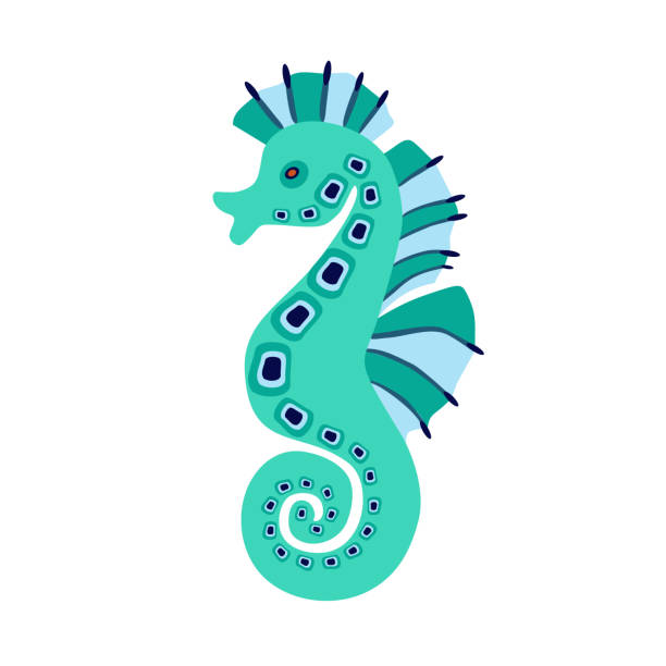 istock Seahorse colorful icon on white background. Beautiful silhouette for tattoo design, wedding festive card, fashion ornaments, logo, children, pattern. Vector illustration. 1363992696
