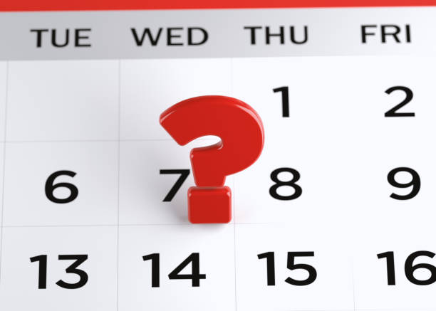 istock Red-colored question mark symbol on the white-colored calendar page. 1363992978