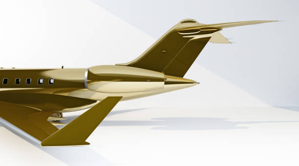 istock rear part golden private jet with copy space 1363994389