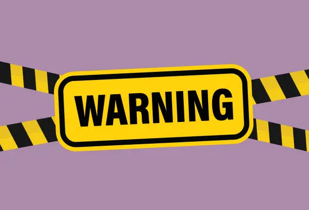 Vector illustration of Warning sign with adhesive tape