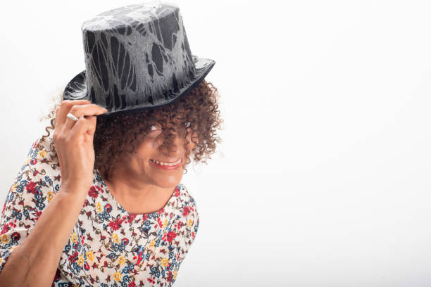 Cream-colored women's hat in Rio de Janeiro, Brazil.