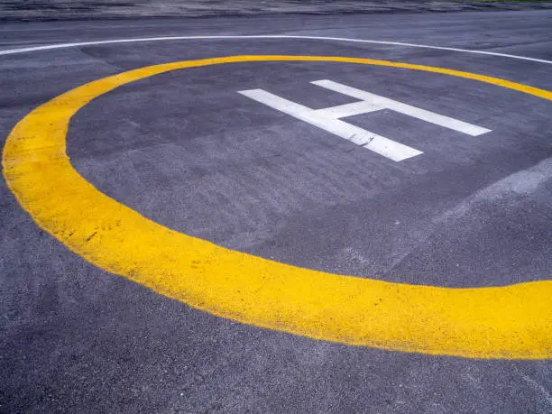 the Private Helicopter sing parking area in airport