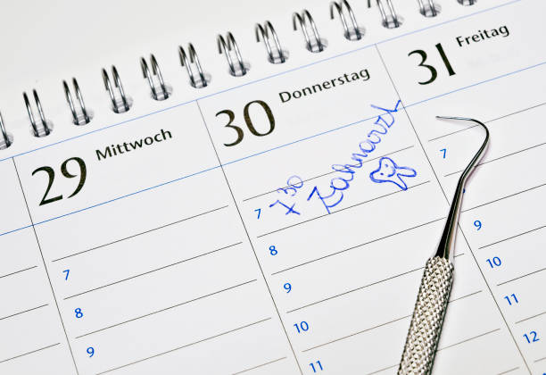 Note in the calendar for an appointment at the dentist (text in German language)