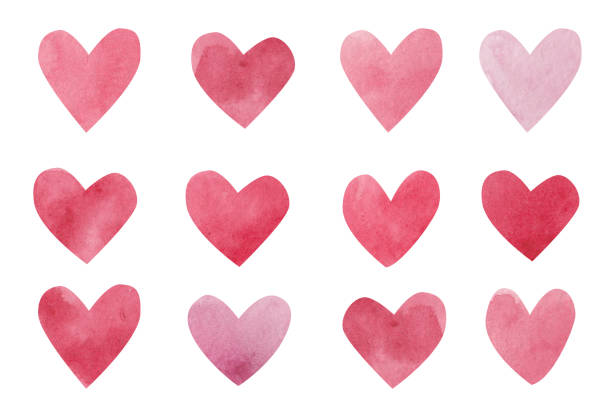 Watercolor hearts collection