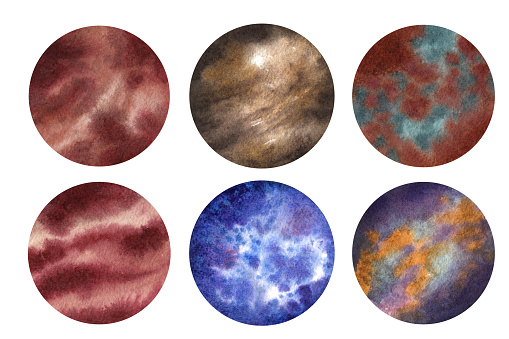 Planets. Watercolor Set
