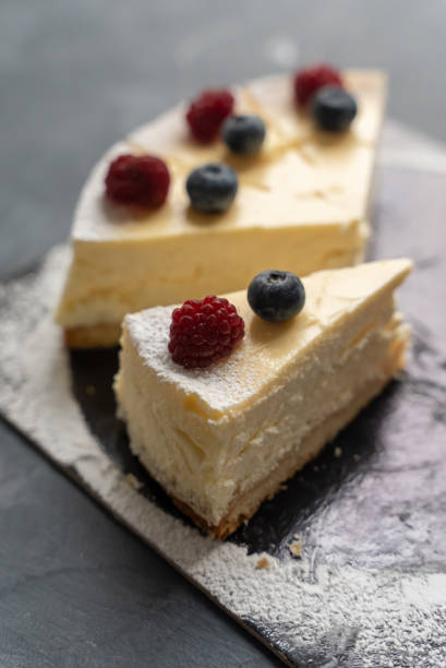 istock Cheesecake with fresh berries for dessert 1364000641