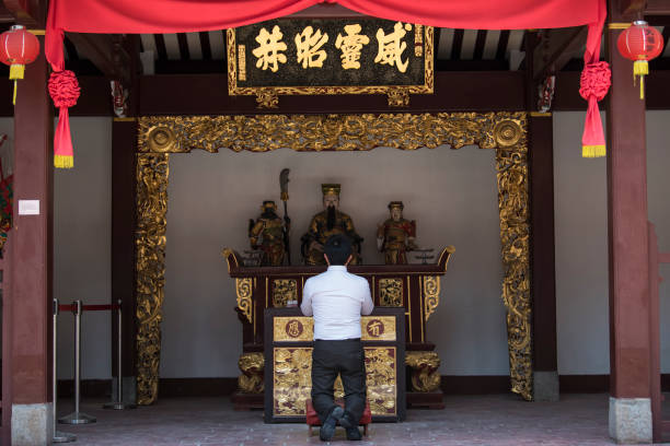 świątynia thian hock keng w singapurze. - asian culture traditional culture chinese culture antiquities zdjęcia i obrazy z banku zdjęć