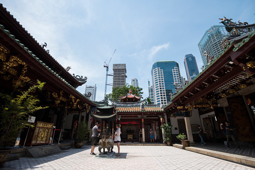 Singapore, Singapore - September 08, 2019: The Thian Hock Keng Temple in Singapore, dedicated to both Buddhism and Taoism.