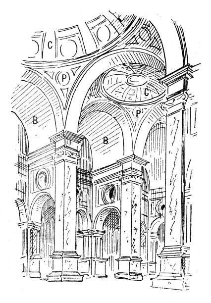 istock Antique illustration: Vault (architecture), Abbey of Santa Giustina, Padua 1364001862