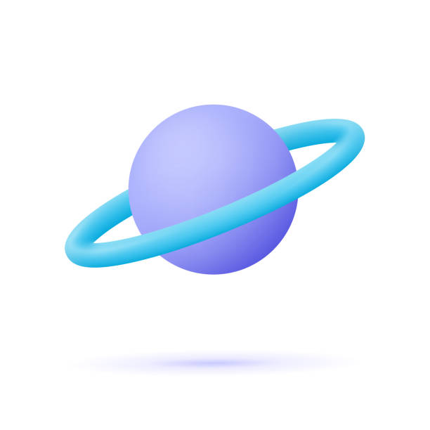 istock Planet with ring around. Saturn, Jupiter, Uranus, Neptune. 3d vector icon. Cartoon minimal style. 1364003933