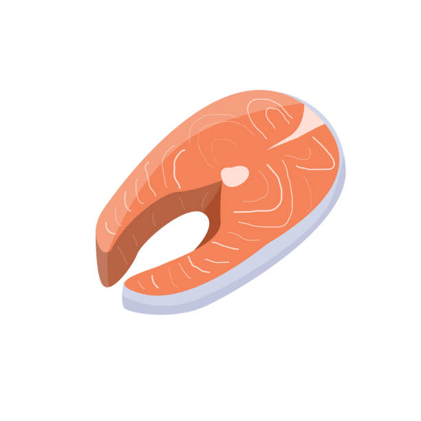 istock fish steak food illustration. Flat cartoon seafood. Stock vector icon on a white background. 1364005392